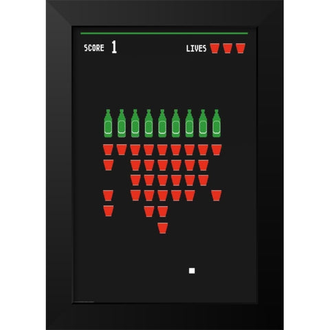 Beer Pong Black Modern Wood Framed Art Print by Brando, JJ