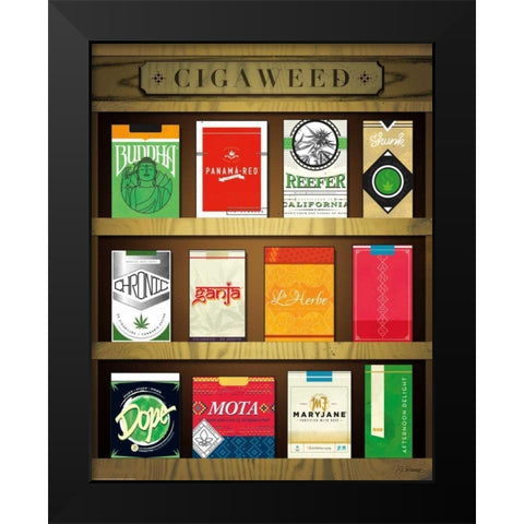 Cigaweed Black Modern Wood Framed Art Print by Brando, JJ