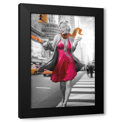 Marilyn In The City Black Modern Wood Framed Art Print with Double Matting by Brando, JJ