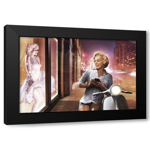 Marilyn Shop Window Black Modern Wood Framed Art Print with Double Matting by Brando, JJ