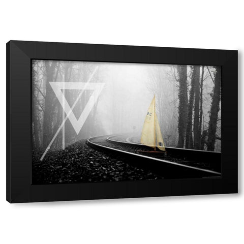 Railroad Black Modern Wood Framed Art Print by Kat