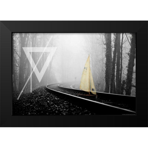 Railroad Black Modern Wood Framed Art Print by Kat