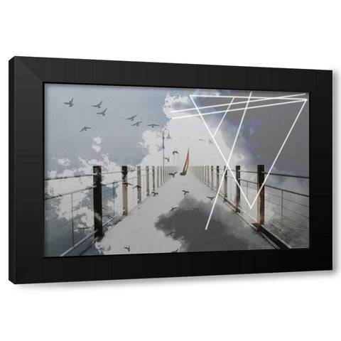 Bridge Black Modern Wood Framed Art Print by Kat