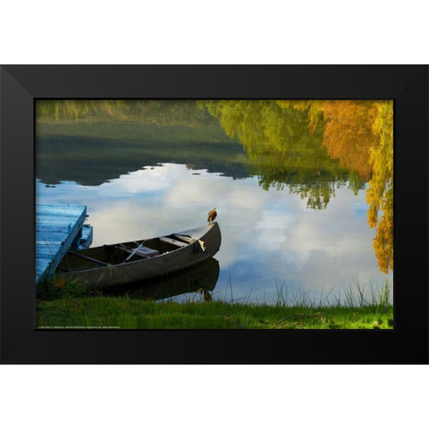 Lake Reflection Black Modern Wood Framed Art Print by Linden, Sally