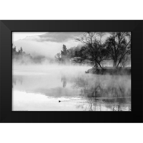 Fog On The Lake 2 Black Modern Wood Framed Art Print by Linden, Sally