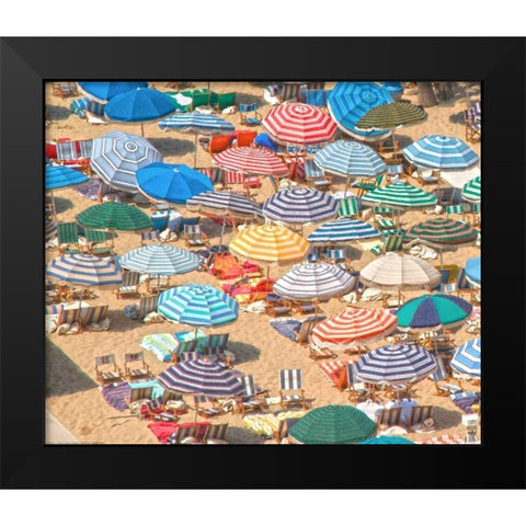 Umbrellas 1 Black Modern Wood Framed Art Print by Linden, Sally