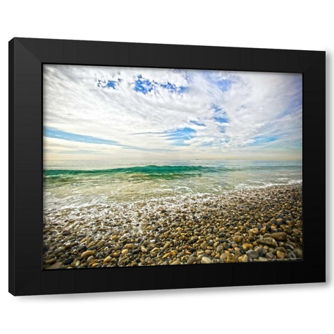 Emerald Wave Black Modern Wood Framed Art Print by Linden, Sally