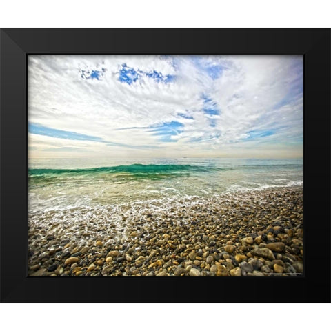 Emerald Wave Black Modern Wood Framed Art Print by Linden, Sally