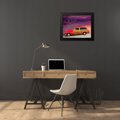 Red Woody Black Modern Wood Framed Art Print by Linden, Sally