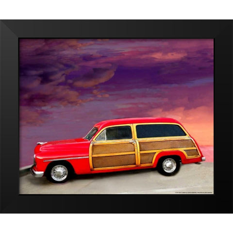 Red Woody Black Modern Wood Framed Art Print by Linden, Sally