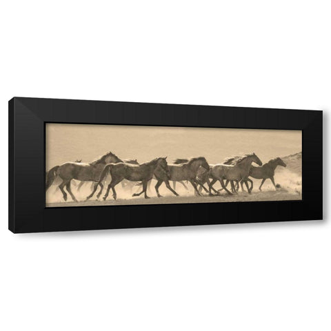 Horse Parade Black Modern Wood Framed Art Print by Linden, Sally
