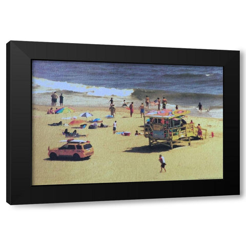 Beach Black Modern Wood Framed Art Print by Linden, Sally