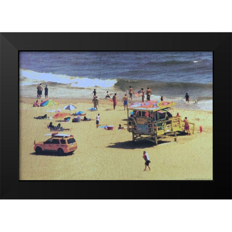 Beach Black Modern Wood Framed Art Print by Linden, Sally