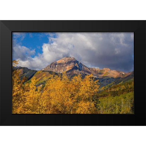 Mountians In The Fall Black Modern Wood Framed Art Print by Linden, Sally
