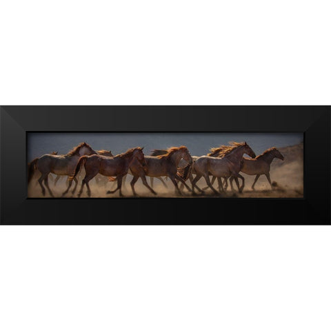 Running Flames Black Modern Wood Framed Art Print by Linden, Sally