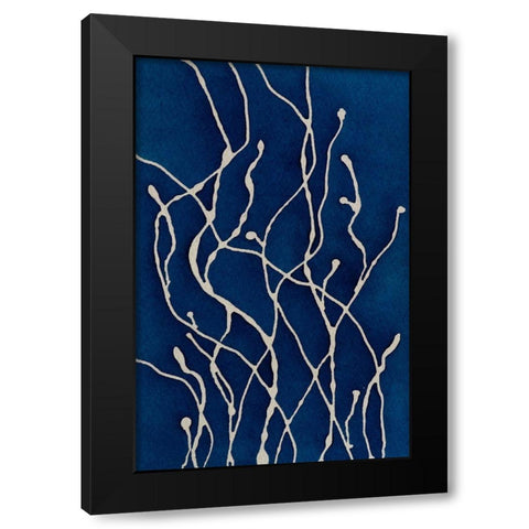 Blue Ferns Black Modern Wood Framed Art Print by Van, Laura