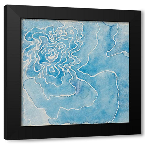 Blue Smiles Black Modern Wood Framed Art Print by Van, Laura