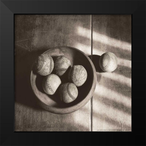 Baseball Bowl Black Modern Wood Framed Art Print by Messer, Judy B.