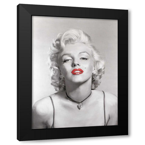 Look Of Love Red Lips In Gray Black Modern Wood Framed Art Print with Double Matting by Michaels, Jerry
