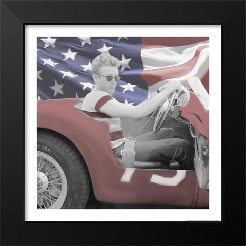 James Dean Flag W Border Black Modern Wood Framed Art Print by Michaels, Jerry