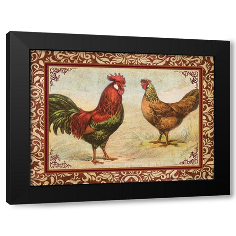 Chicken 1 Black Modern Wood Framed Art Print with Double Matting by Nobleworks, Inc.