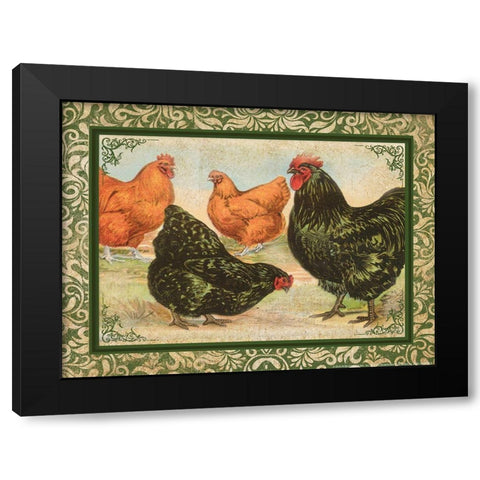 Chicken 2 Black Modern Wood Framed Art Print with Double Matting by Nobleworks, Inc.