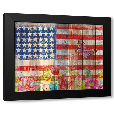 Flag 3 Black Modern Wood Framed Art Print by Nobleworks, Inc.