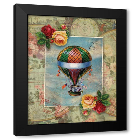 Balloon 1 Black Modern Wood Framed Art Print with Double Matting by Nobleworks, Inc.