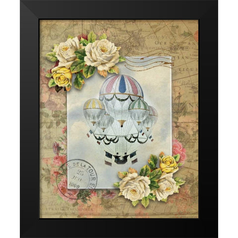 Balloon 7 Black Modern Wood Framed Art Print by Nobleworks, Inc.