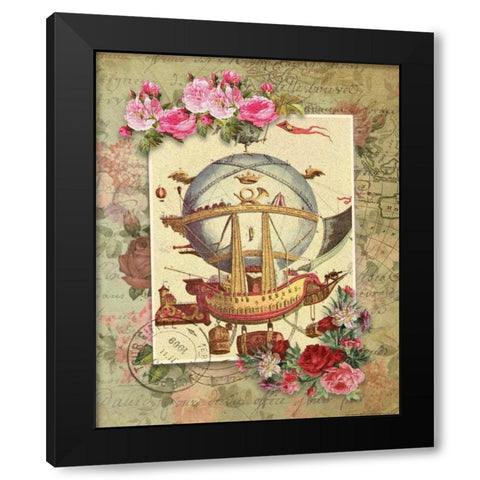 Balloon 9 Black Modern Wood Framed Art Print with Double Matting by Nobleworks, Inc.
