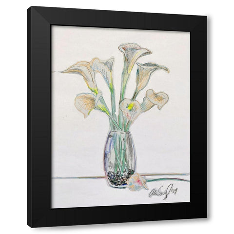 Vase W Lilys Black Modern Wood Framed Art Print by Segal, Alan