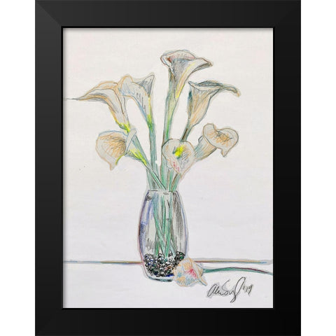 Vase W Lilys Black Modern Wood Framed Art Print by Segal, Alan