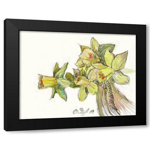 Yellow Study Black Modern Wood Framed Art Print with Double Matting by Segal, Alan