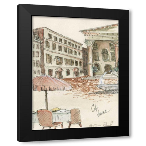 Cafe Verona Black Modern Wood Framed Art Print with Double Matting by Paul, Alan