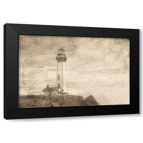 Lighthouse Sepia Black Modern Wood Framed Art Print by Segal, Alan