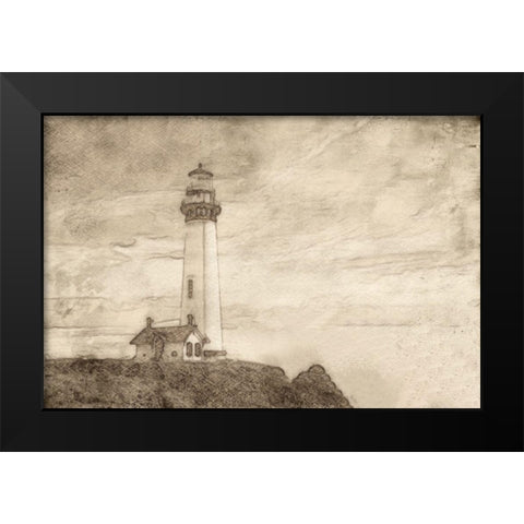 Lighthouse Sepia Black Modern Wood Framed Art Print by Segal, Alan