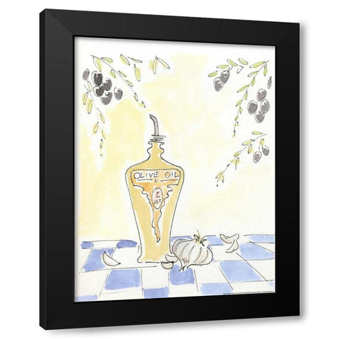 Olive Oil Garlic Black Modern Wood Framed Art Print by Paul, Alan