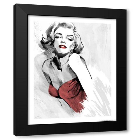Marilyns Pose Red Dress Black Modern Wood Framed Art Print by Rahim, Ellie