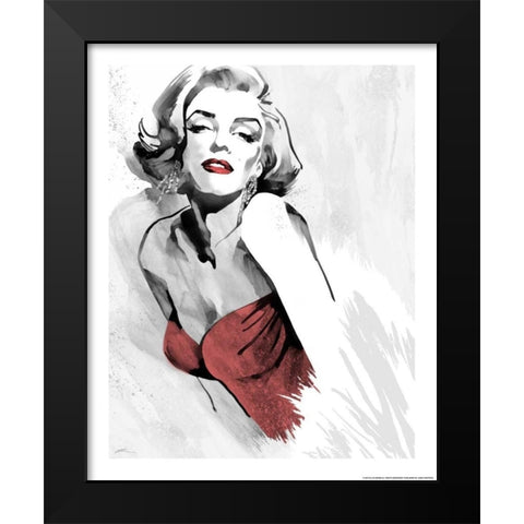 Marilyns Pose Red Dress Black Modern Wood Framed Art Print by Rahim, Ellie