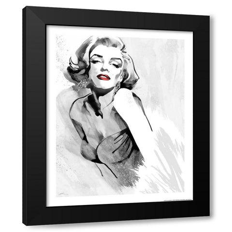 Marilyns Pose Red Lips Black Modern Wood Framed Art Print by Rahim, Ellie