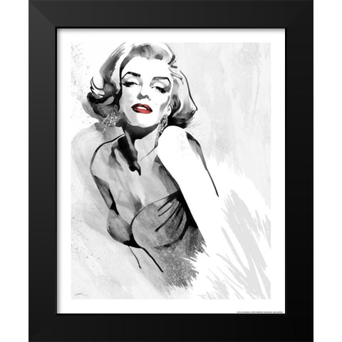 Marilyns Pose Red Lips Black Modern Wood Framed Art Print by Rahim, Ellie