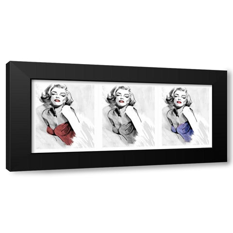 Three Faces Of Marilyn Black Modern Wood Framed Art Print with Double Matting by Rahim, Ellie