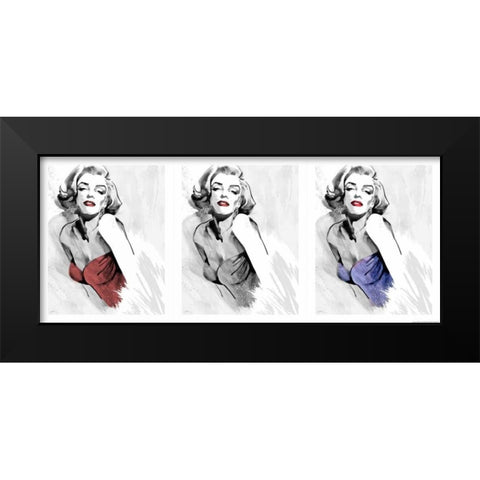 Three Faces Of Marilyn Black Modern Wood Framed Art Print by Rahim, Ellie