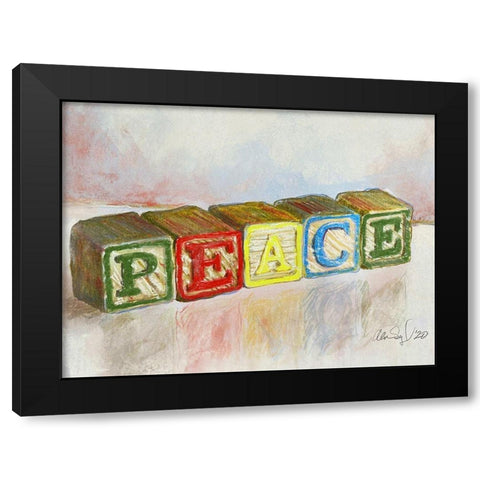 Peace Black Modern Wood Framed Art Print with Double Matting by Segal, Alan