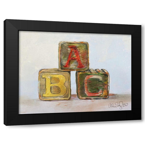 Abc Blocks Black Modern Wood Framed Art Print by Segal, Alan