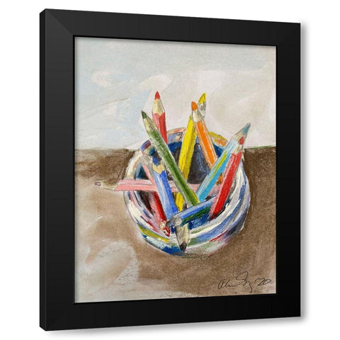 Pencils Black Modern Wood Framed Art Print by Segal, Alan