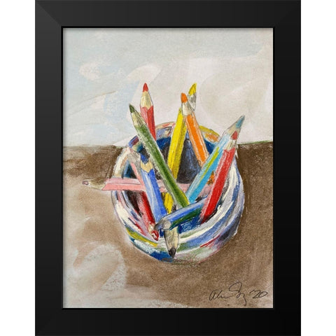 Pencils Black Modern Wood Framed Art Print by Segal, Alan