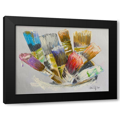Brushes Black Modern Wood Framed Art Print by Segal, Alan