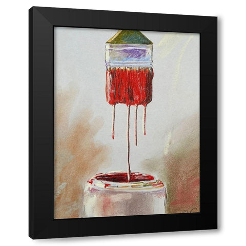 Red Drips Black Modern Wood Framed Art Print by Segal, Alan