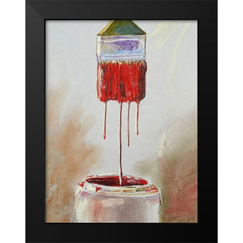 Red Drips Black Modern Wood Framed Art Print by Segal, Alan